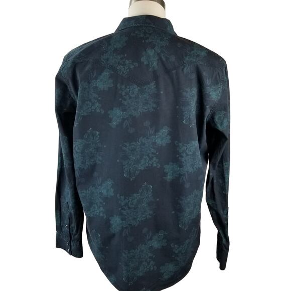 Moonshine Brad Paisley Green Blue Western Snap Button Mens Shirt Size Large - Picture 2 of 3